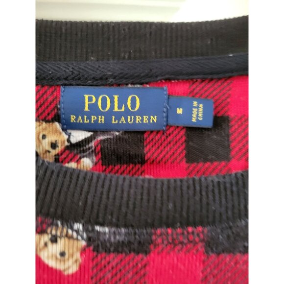 Polo Ralph Lauren Red Black Check teddy Bear pj set pajamas size Medium Sleep - Picture 2 of 12
